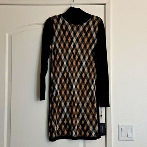 Tommy Hilfiger Turtleneck plaid front sweater dress